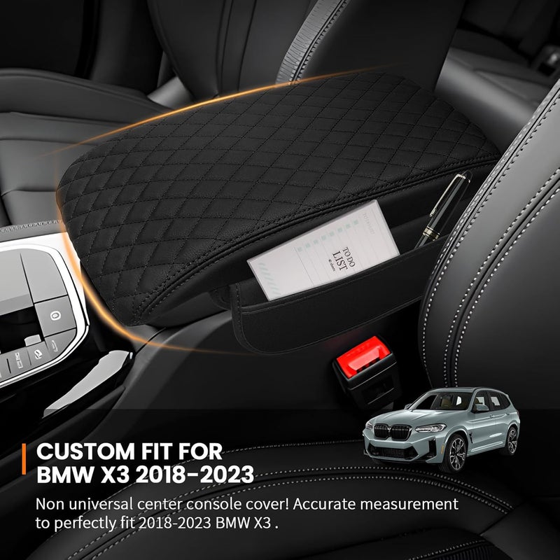 Rilsen Car Center Console Cover Armrest Cover for 2018-2023 2024 BMW X3 Center Console Pad Interior Accessories Car Armrest Seat Box Cover Protector with Pockets Storage Bag - Image 2